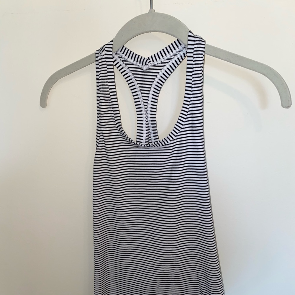 LuluLemon Black and White Striped Tank Top
